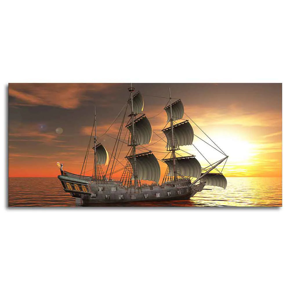 A Sailing Boat Premium Canvas Wall Painting DECORMANTRA