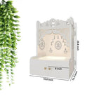 Designer Holy Symbol Om White Wood Temple with Inbuilt Focus Light & Spacious Shelf - Decor Mantra 
