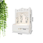 Swastika Kalash Symbol of Hindu Religious White Wooden Wall Temple for Home With Inbuilt focus Lights & Spacious Shelf - Decor Mantra 