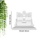 Hindu Holy Symbol of OM Design Art Wall Hanging Wooden Temple/ Pooja Mandir Design with Shelf, White Color - Decor Mantra 
