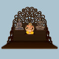 Classic Pattern Designer Wall Hanging Wooden Temple/ Pooja Mandir Design with Shelf, Brown Color - Decor Mantra 