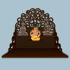 Classic Pattern Designer Wall Hanging Wooden Temple/ Pooja Mandir Design with Shelf, Brown Color - Decor Mantra 
