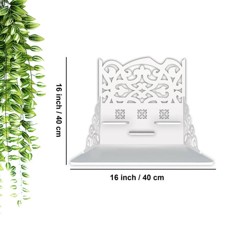 Modern Divine Beautiful Wall Hanging Wooden Temple/ Pooja Mandir Design with Shelf, Brownn Color - Decor Mantra 