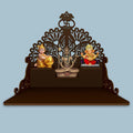 Swastika Kalash Symbol of Hindu Religious Wall Hanging Wooden Temple/ Pooja Mandir Design with Shelf, Brown Color - Decor Mantra 