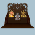 Aesthetic Designer Art Wall Hanging Wooden Temple/ Pooja Mandir Design with Shelf, Brown Color - Decor Mantra 