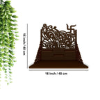 Swastika Symbol of Hindu Religious Wall Hanging Wooden Temple/ Pooja Mandir Design with Shelf, Brown Color - Decor Mantra 