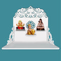 Designer Aesthetic Pattern Wall Hanging Wooden Temple/ Pooja Mandir Design with Shelf, White Color - Decor Mantra 