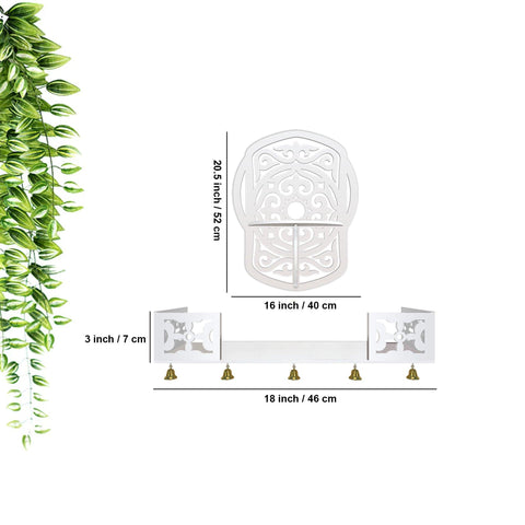 Unique Modern Designer Beautiful Wall Hanging Wooden Temple/ Pooja Mandir Design with Shelf, White Color - Decor Mantra 