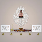 Beautiful Designer Pattern Wall Hanging Wooden Temple/ Pooja Mandir Design with Shelf, White Color - Decor Mantra 