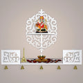 Unique Designer Beautiful Wall Hanging Wooden Temple/ Pooja Mandir Design with Shelf, White Color - Decor Mantra 