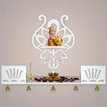 Lotus Pattern Wall Hanging Wooden Temple/ Pooja Mandir Design with Shelf, White Color - Decor Mantra 