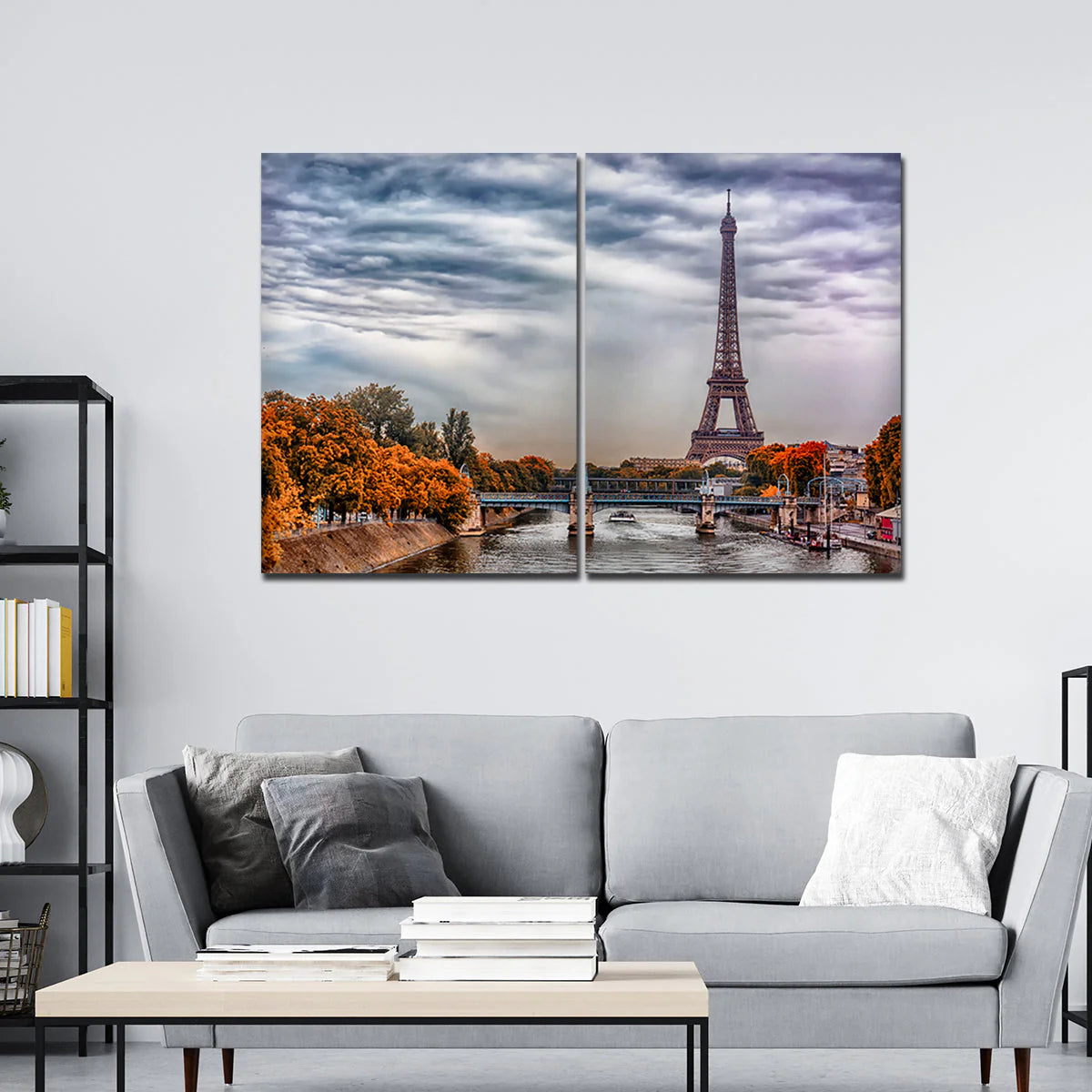 A View of Eiffel Tower and Seine River Bedroom Wall Painting DECORMANTRA