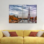 A View of Eiffel Tower and Seine River Bedroom Wall Painting DECORMANTRA