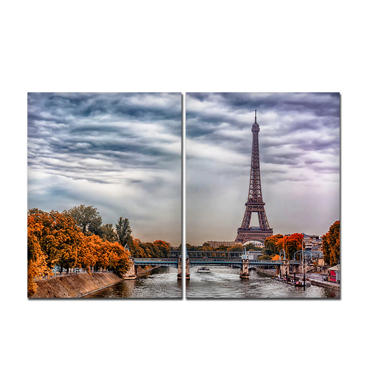 A View of Eiffel Tower and Seine River Bedroom Wall Painting DECORMANTRA