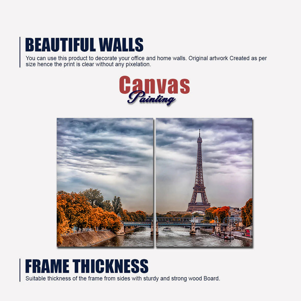 A View of Eiffel Tower and Seine River Bedroom Wall Painting DECORMANTRA
