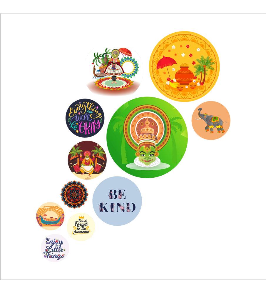 Decorative Wooden Wall Hanging Decoration Item for Home | Office | Gift | Decor Art | Livingroom, Bedroom | Stylish Modern Artwork (WPS_145N) Pack of 11 Pieces - Decor Mantra 