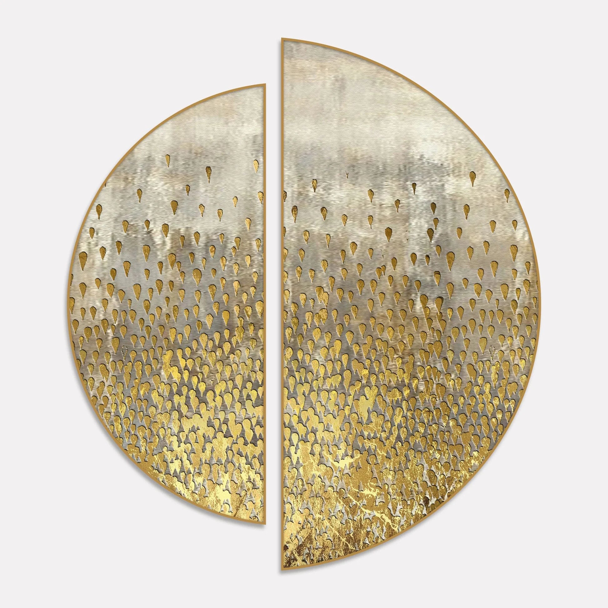 Abstract Acrylic with Golden Glitter Art Semi Circle Frames Set Of 2 - Decor Mantra 