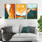 Abstract Art Landscape Floating Canvas Wall Painting Set of Three - Decor Mantra 