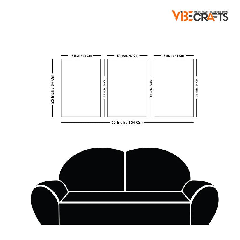 Abstract Art Landscape Floating Canvas Wall Painting Set of Three - Decor Mantra 