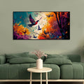 Abstract Art of Forest Landscape with Birds Canvas Wall Painting Decor Mantra
