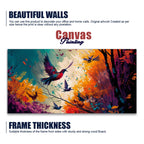 Abstract Art of Forest Landscape with Birds Canvas Wall Painting Decor Mantra