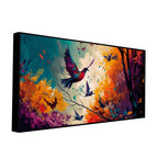 Abstract Art of Forest Landscape with Birds Canvas Wall Painting Decor Mantra