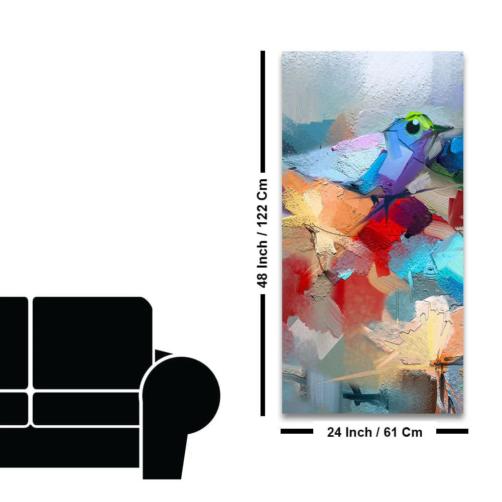Abstract Colorful Bird and Flower Canvas Wall Painting Decor Mantra