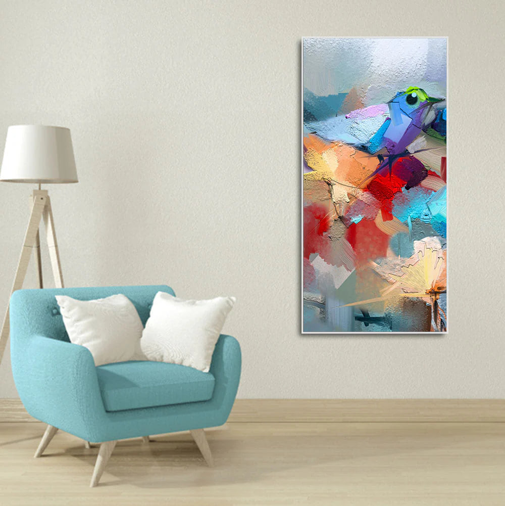 Abstract Colorful Bird and Flower Canvas Wall Painting Decor Mantra