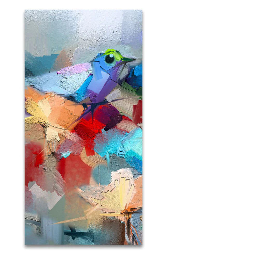 Abstract Colorful Bird and Flower Canvas Wall Painting Decor Mantra