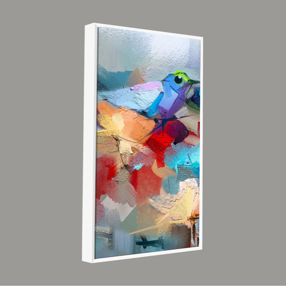 Abstract Colorful Bird and Flower Canvas Wall Painting Decor Mantra