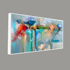 Abstract Colorful Canary Bird with Flowers Canvas Wall Painting Decor Mantra