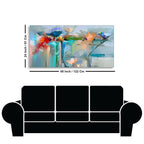 Abstract Colorful Canary Bird with Flowers Canvas Wall Painting Decor Mantra