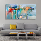 Abstract Colorful Canary Bird with Flowers Canvas Wall Painting Decor Mantra