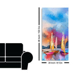 Abstract Colorful Sea Sailing Boats Canvas Wall Painting DECORMANTRA