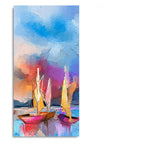 Abstract Colorful Sea Sailing Boats Canvas Wall Painting DECORMANTRA