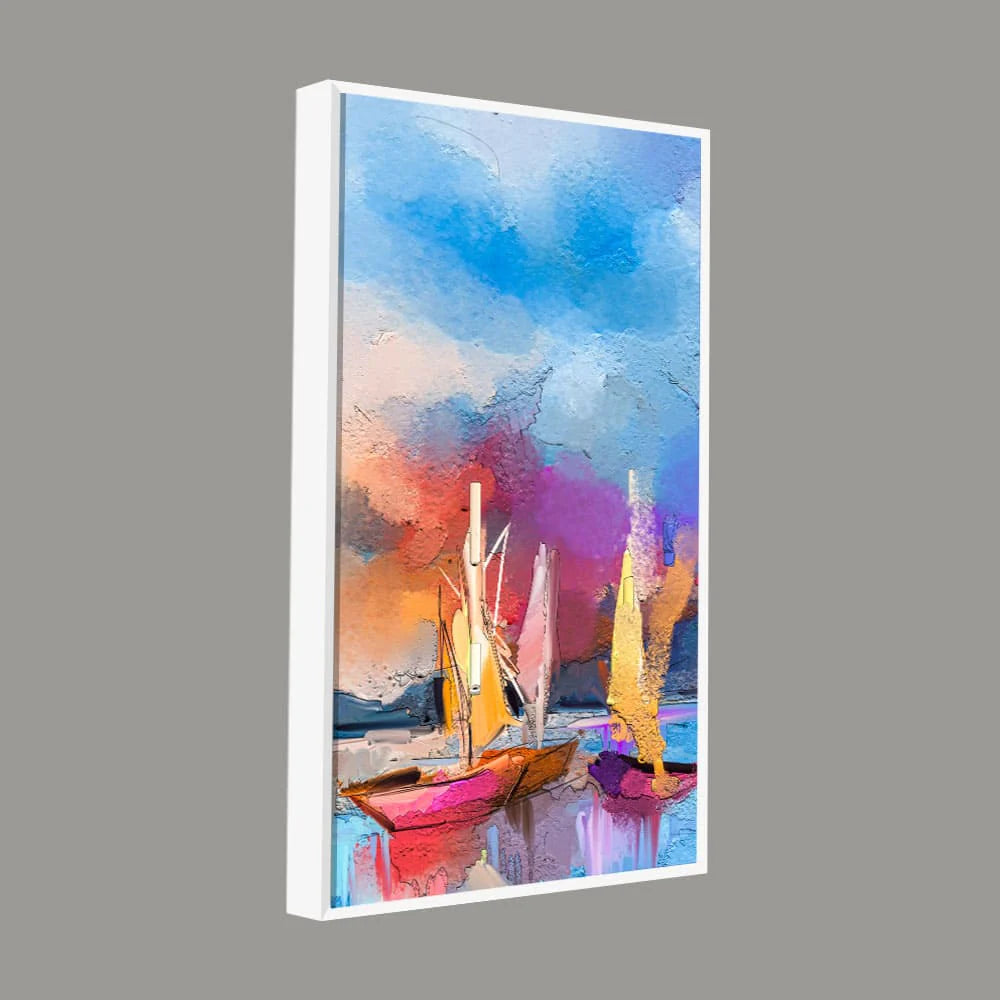 Abstract Colorful Sea Sailing Boats Canvas Wall Painting DECORMANTRA