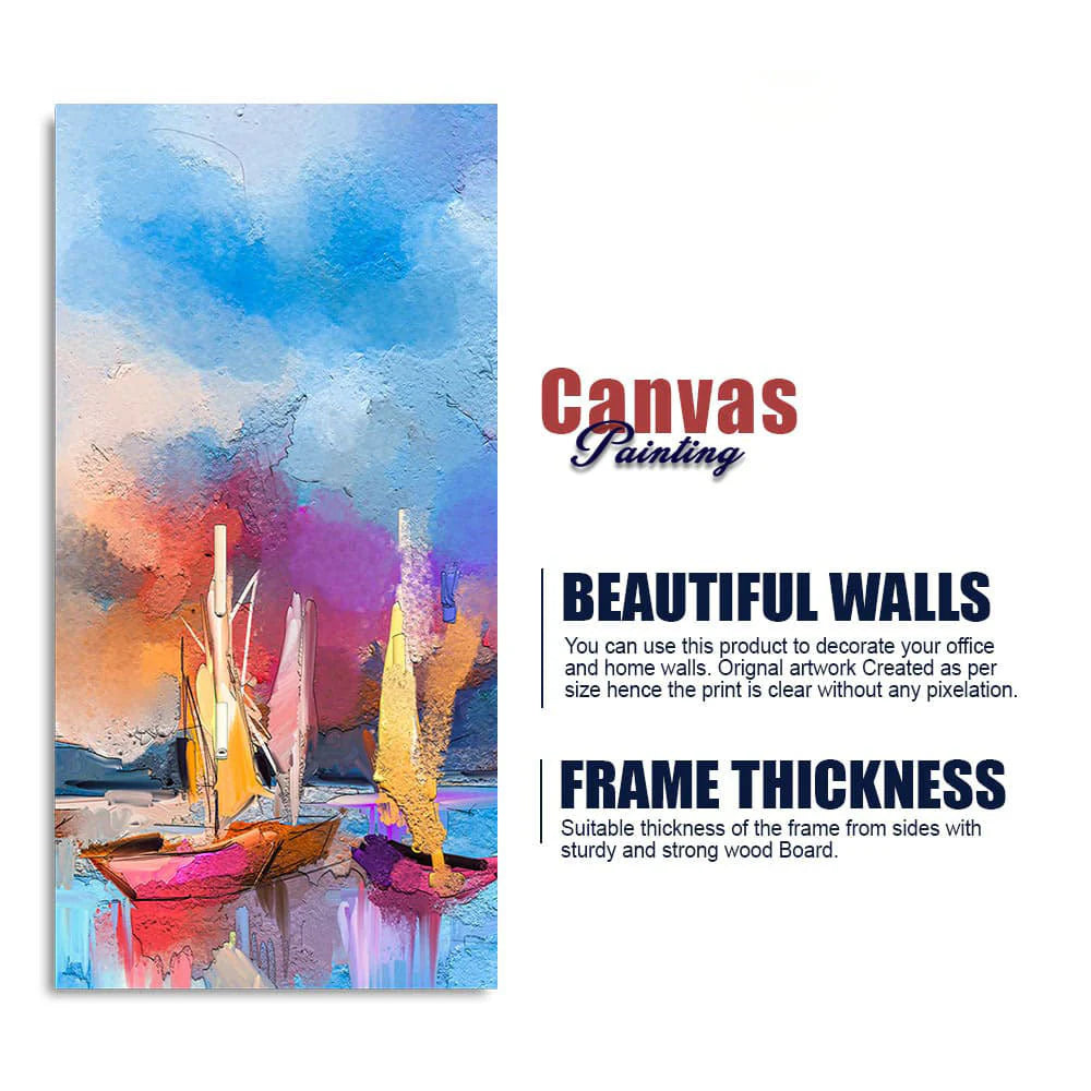 Abstract Colorful Sea Sailing Boats Canvas Wall Painting DECORMANTRA