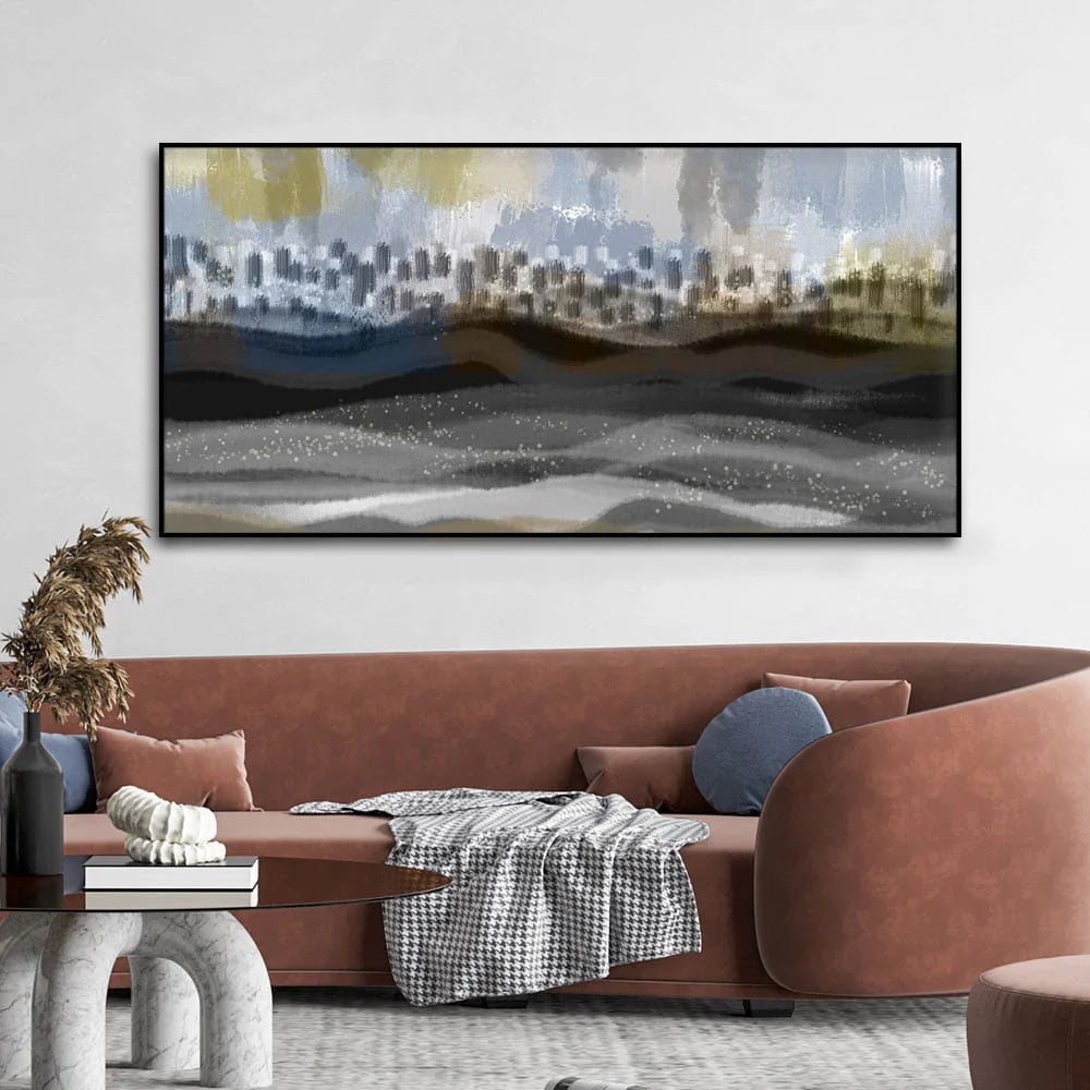 Abstract Dark Gray Splash Background Premium Canvas Wall Painting DECORMANTRA