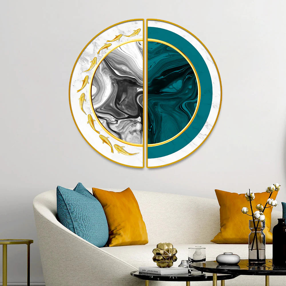 Abstract Design Semi Circle Canvas Printed Paintings & Arts Decor Mantra