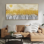 Abstract Forest Golden Leaf Art Premium Canvas Wall Painting DECORMANTRA