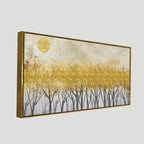Abstract Forest Golden Leaf Art Premium Canvas Wall Painting DECORMANTRA