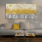 Abstract Forest Golden Leaf Art Premium Canvas Wall Painting DECORMANTRA