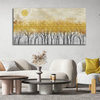 Abstract Forest Golden Leaf Art Premium Canvas Wall Painting DECORMANTRA