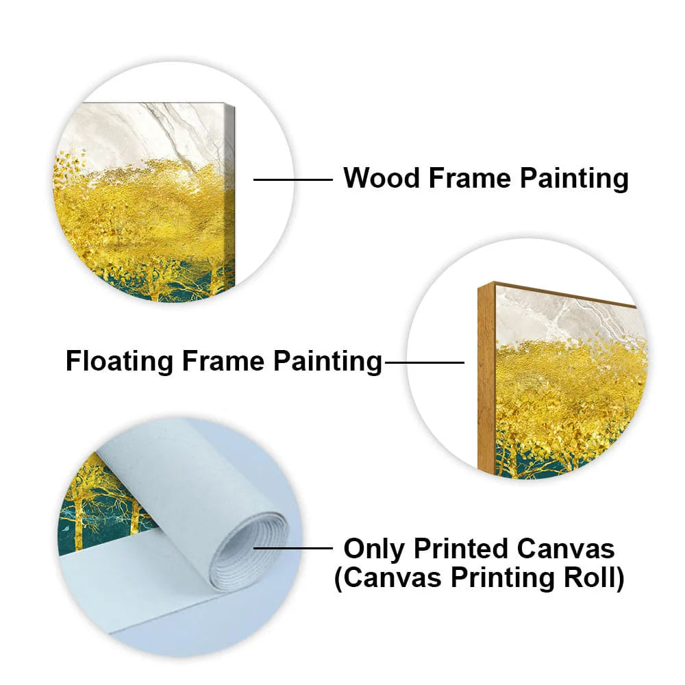 Abstract Forest with Golden Tree Premium Canvas Wall Painting DECORMANTRA