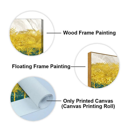 Abstract Forest with Golden Tree Premium Canvas Wall Painting