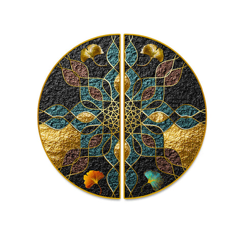 Abstract Geometry, Color Piece, Porch, Golden Background. The Fashion Of Modern Semi Circle Wall Paintings & Art