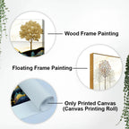 Abstract Golden Landscape Trees with Golden Deer Canvas Wall Painting DECORMANTRA