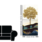 Abstract Golden Tree Premium Canvas Wall Painting DECORMANTRA