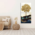 Abstract Golden Tree Premium Canvas Wall Painting DECORMANTRA