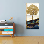 Abstract Golden Tree Premium Canvas Wall Painting DECORMANTRA